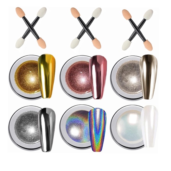 6 Color Chrome Nail Powder Set - Picture 1 of 9